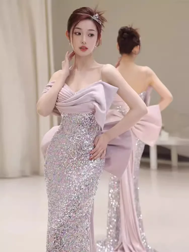 Princess Mermaid Sequin Lilac Prom Dress Long Prom Dresses P549 - Image 5