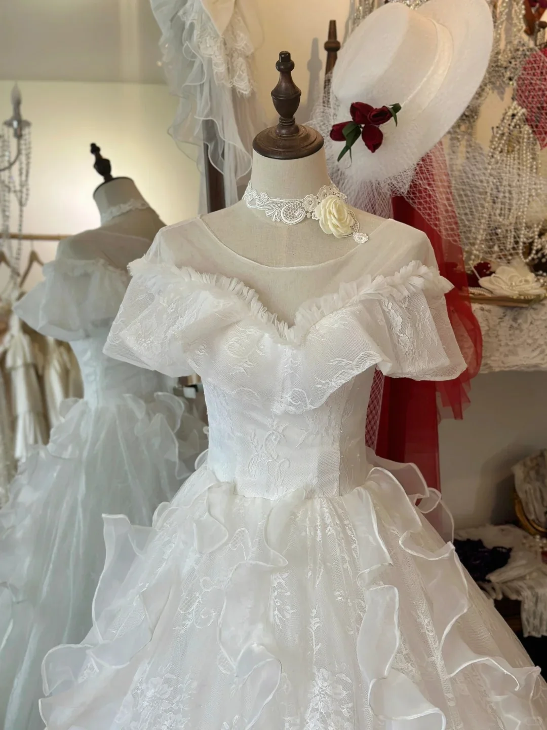 Princess One Shoulder Bag Shoulder A-Line Tulle Floor-Length Wedding Dress P2945 - Image 2