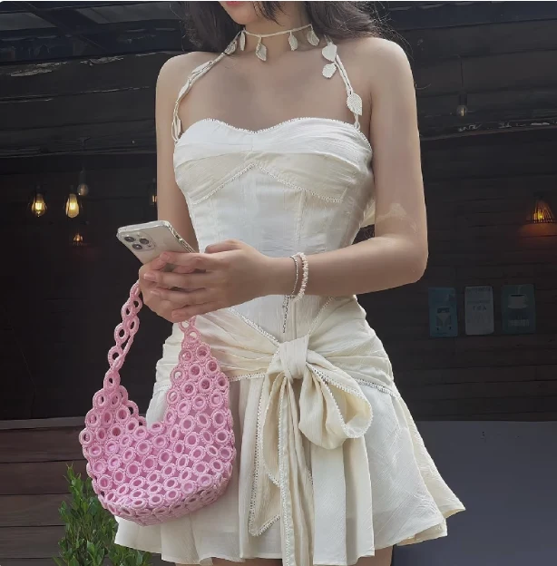 Pure Desire Style One Shoulder Halter Neck Tube Top Pleated Bow a-line 19th Birthday Homecoming Dress P3545 - Image 2