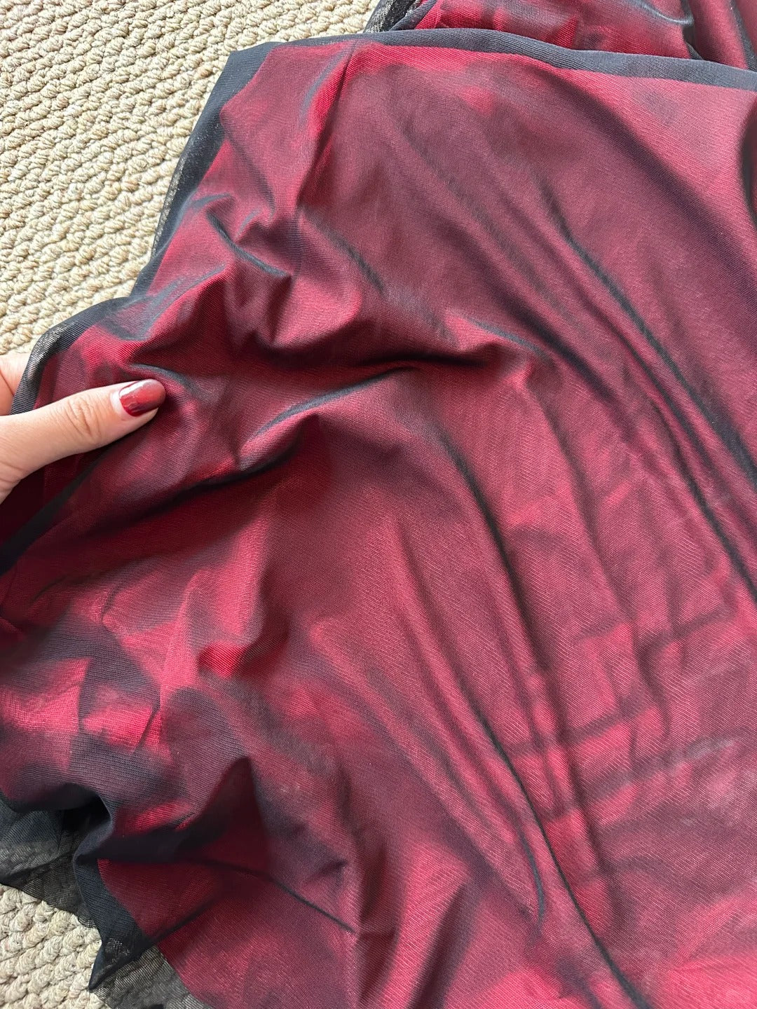 Retro Burgundy Slim-fit Tube Top Ruffled Tulle Prom Dress Evening Dress P4080 - Image 4