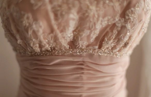 Retro Princess Pink Tube Top Irregular Puff Wedding Dress P2846 - Image 2