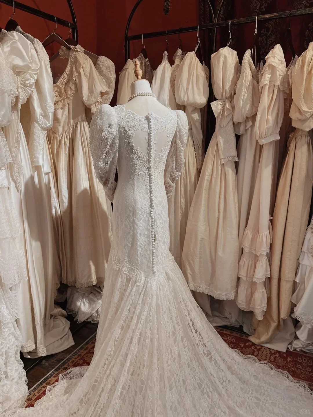 Roman Holiday Long Sleeve Lace Button Mermaid Train Wedding Dress P3080 - Image 2