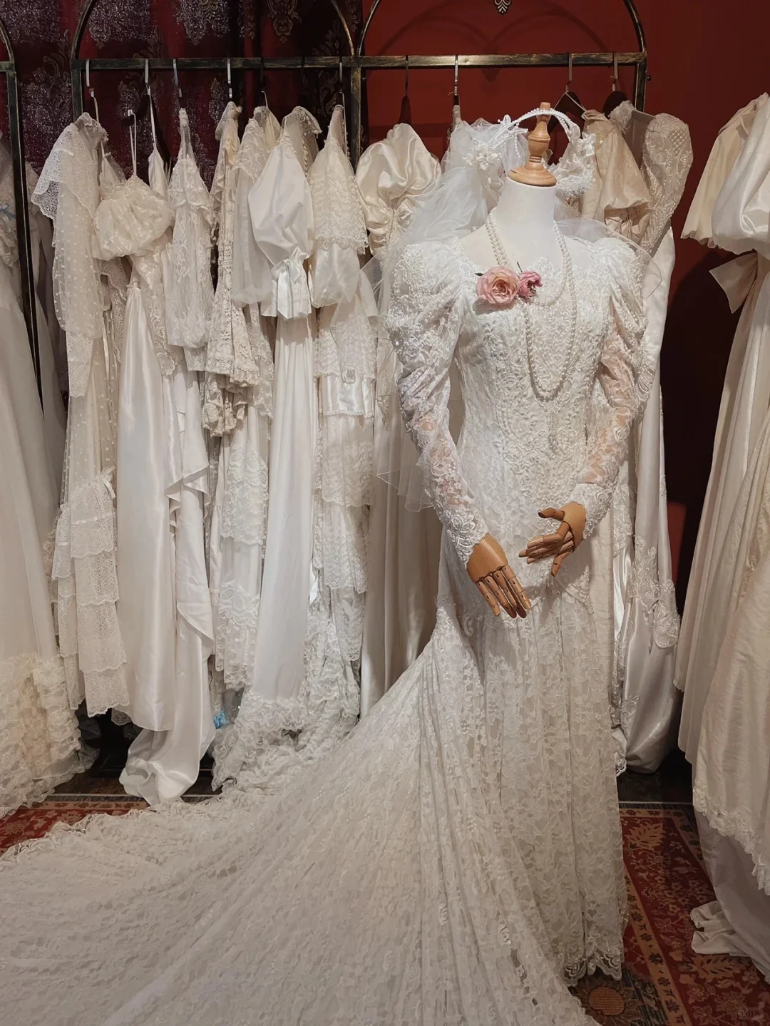 Roman Holiday Long Sleeve Lace Button Mermaid Train Wedding Dress P3080 - Image 5