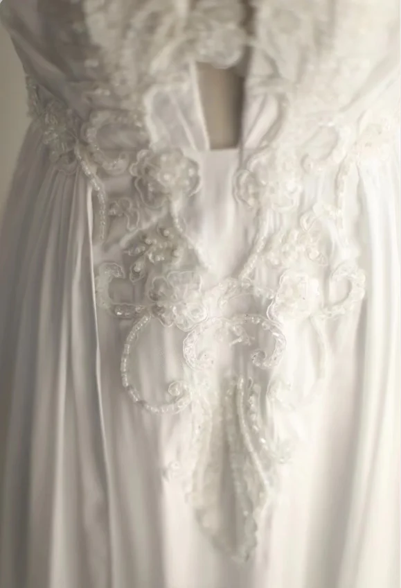 Roman style halterneck satin beaded elegant wedding dress P2817 - Image 2