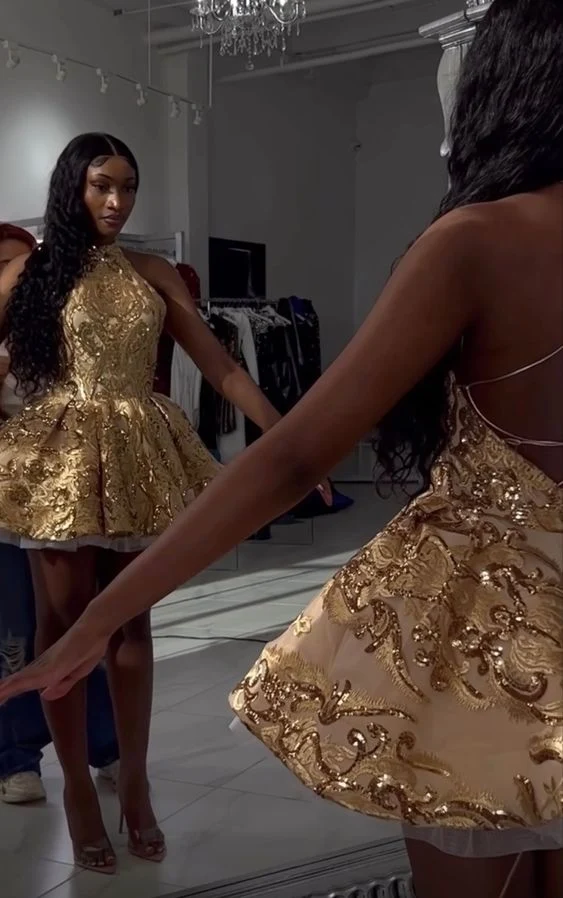 Sequin Backless Homecoming Dresses 17th Birthday Outfits P396 - Image 2