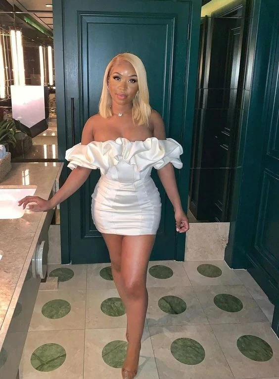 Sexy 17th Birthday Dresses White Off The Shoulder Birthday Outfits P327 - Image 2