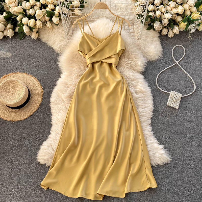 Sexy A line spaghetti straps sage green summer dress women's dress P095 - Image 4