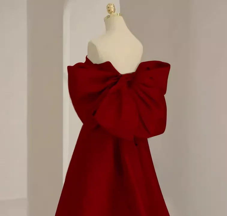 Sexy A line Strapless Red Long Prom Dress P1052 - Image 5