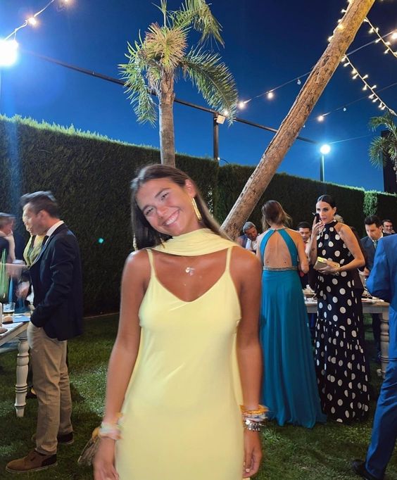 Sexy A line Straps Chiffon Yellow Long Prom Dresses P1809 - Image 3