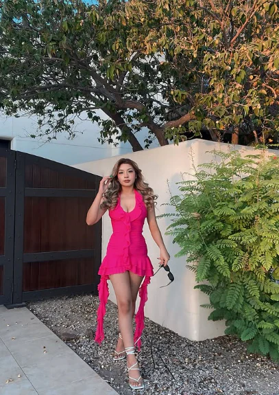 Sexy Hot Pink Halter Neck Chiffon 17th Birthday Homecoming Dress P3881 - Image 3