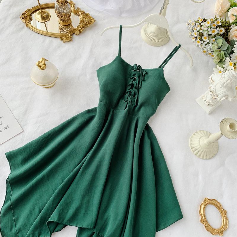 Sexy Irregular Design Spaghetti Straps Short Women Dress P133 - Image 4