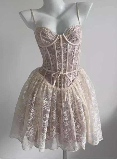 Sexy Lace Suspender Princess Dress Fishbone A-line Birthday Dress Homecoming Dress P3731 - Image 4