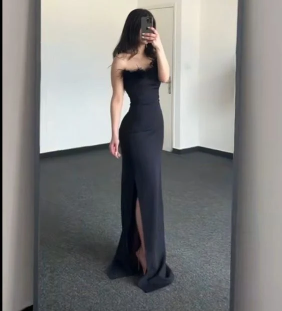 Sexy Mermaid Black Strapless Prom Dresses 17th Birthday Outfits P405 - Image 3