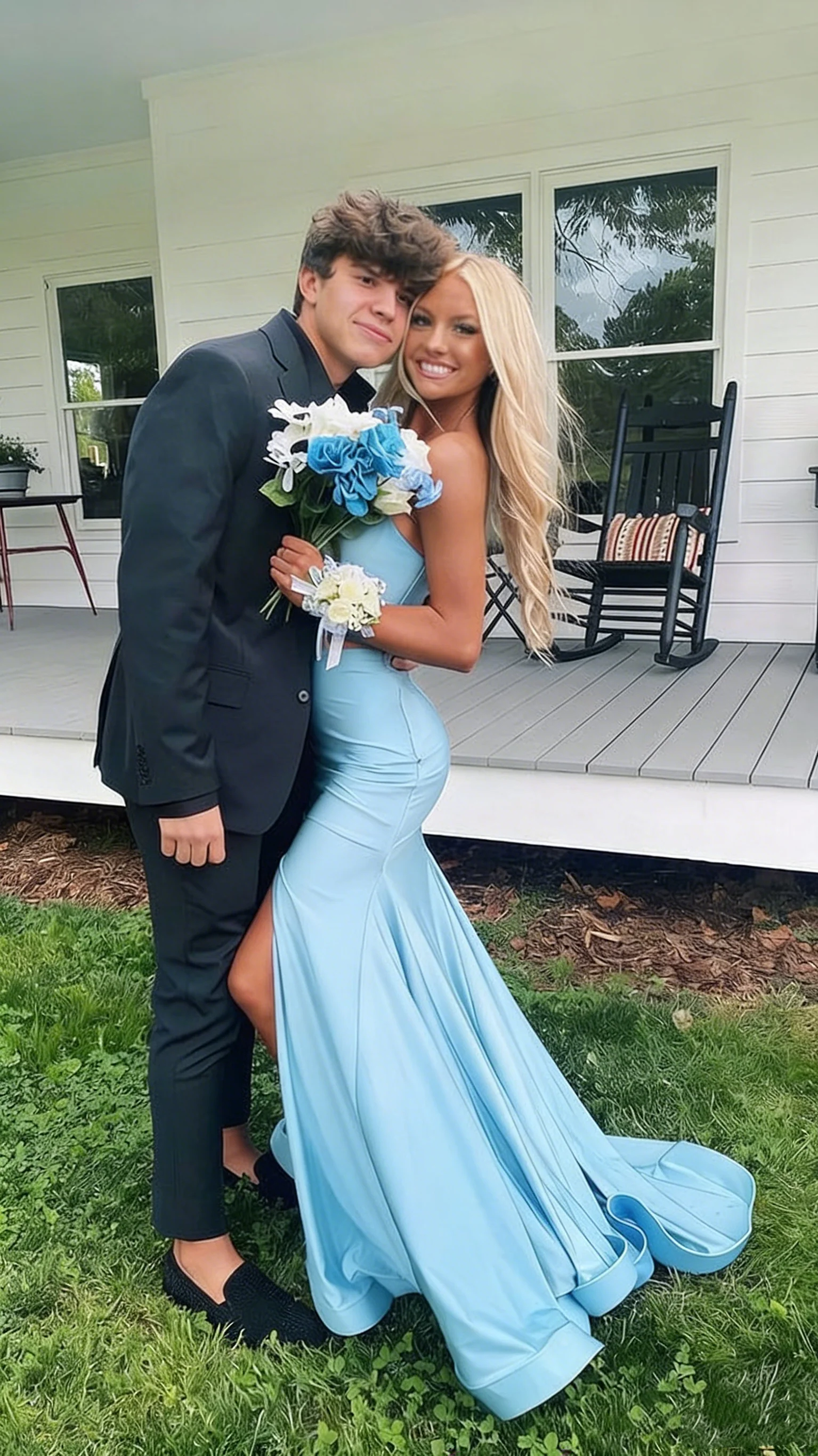 Sexy Mermaid Blue Slit Evening Prom Dress Birthday Outfits P645 - Image 6