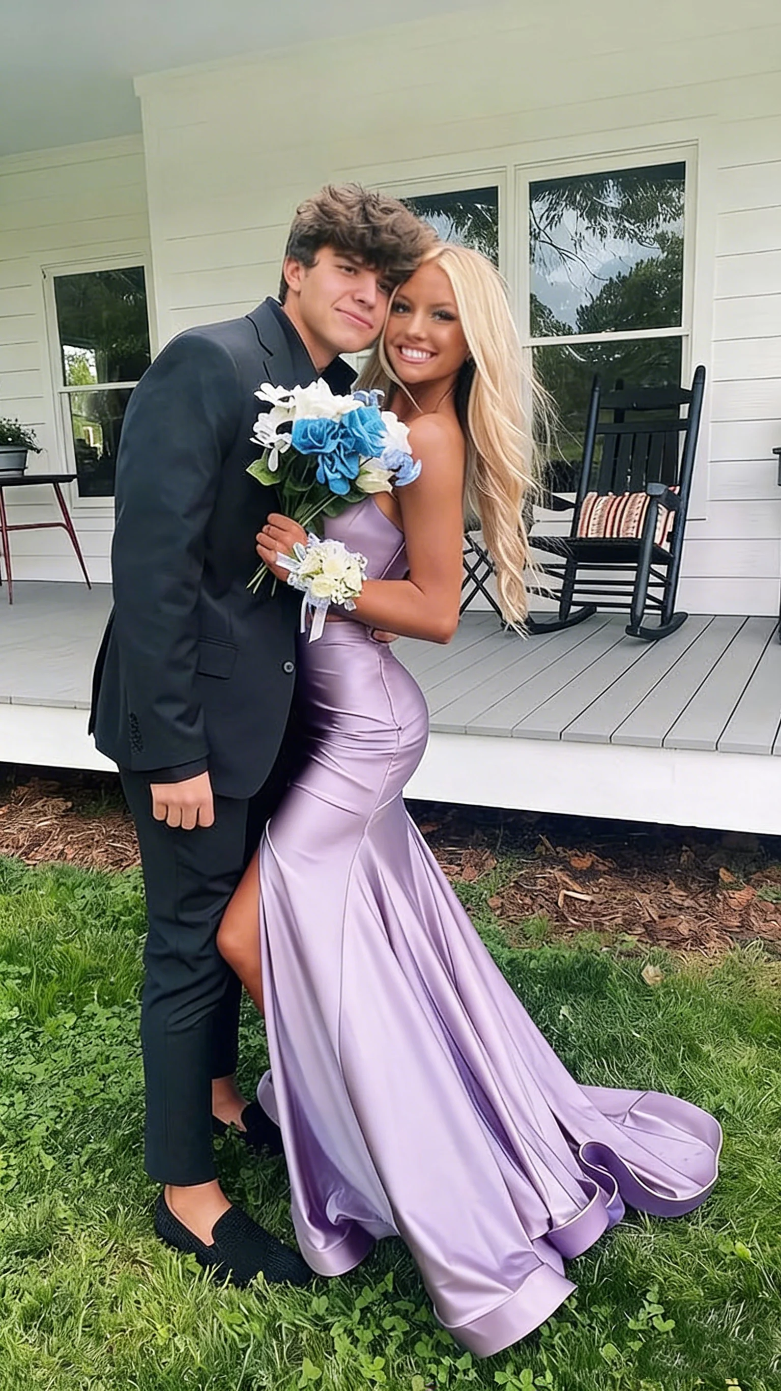 Sexy Mermaid Blue Slit Evening Prom Dress Birthday Outfits P645 - Image 7