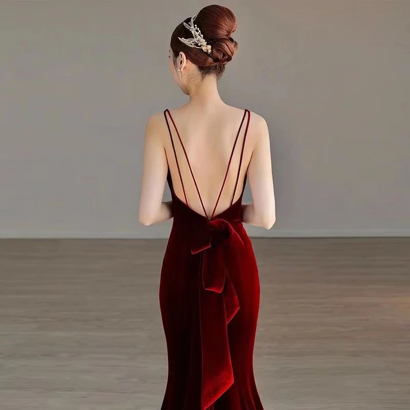 Sexy Mermaid Long Burgundy Prom Dress Evening Dresses P1097 - Image 4