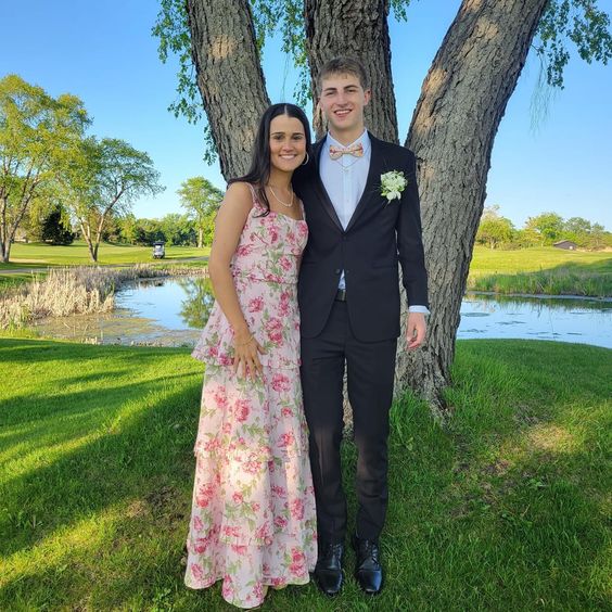 Sexy Mermaid Long Pink Floral Prom Dress Party Dresses P1587 - Image 3