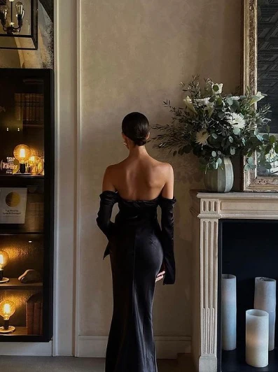 Sexy Mermaid Off The Shoulder Black Prom Dress 21th Birthday Outfit P665 - Image 6