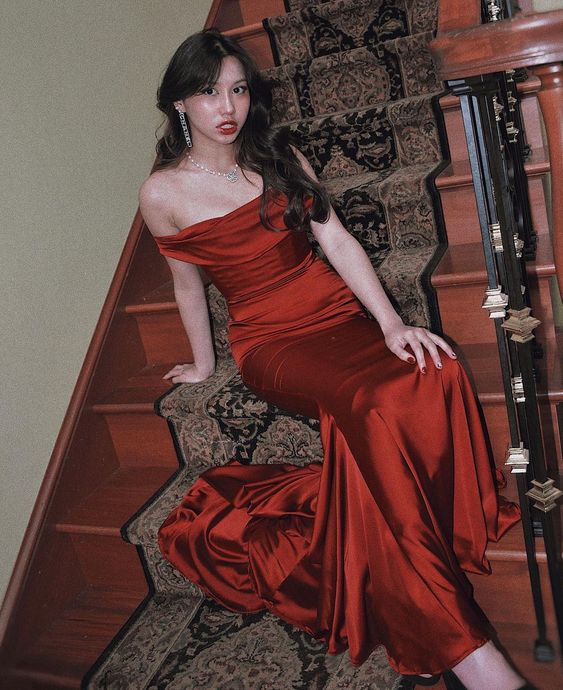 Sexy Mermaid Off The Shoulder Long Burgundy Prom Dresses P1255 - Image 2