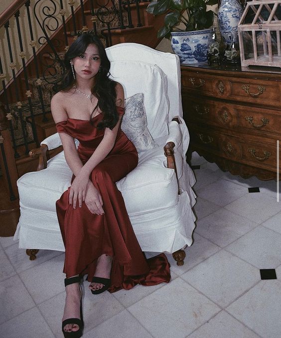 Sexy Mermaid Off The Shoulder Long Burgundy Prom Dresses P1255 - Image 4