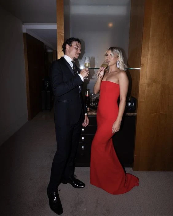 Sexy Mermaid Strapless Red Long Prom Dress P1623 - Image 2