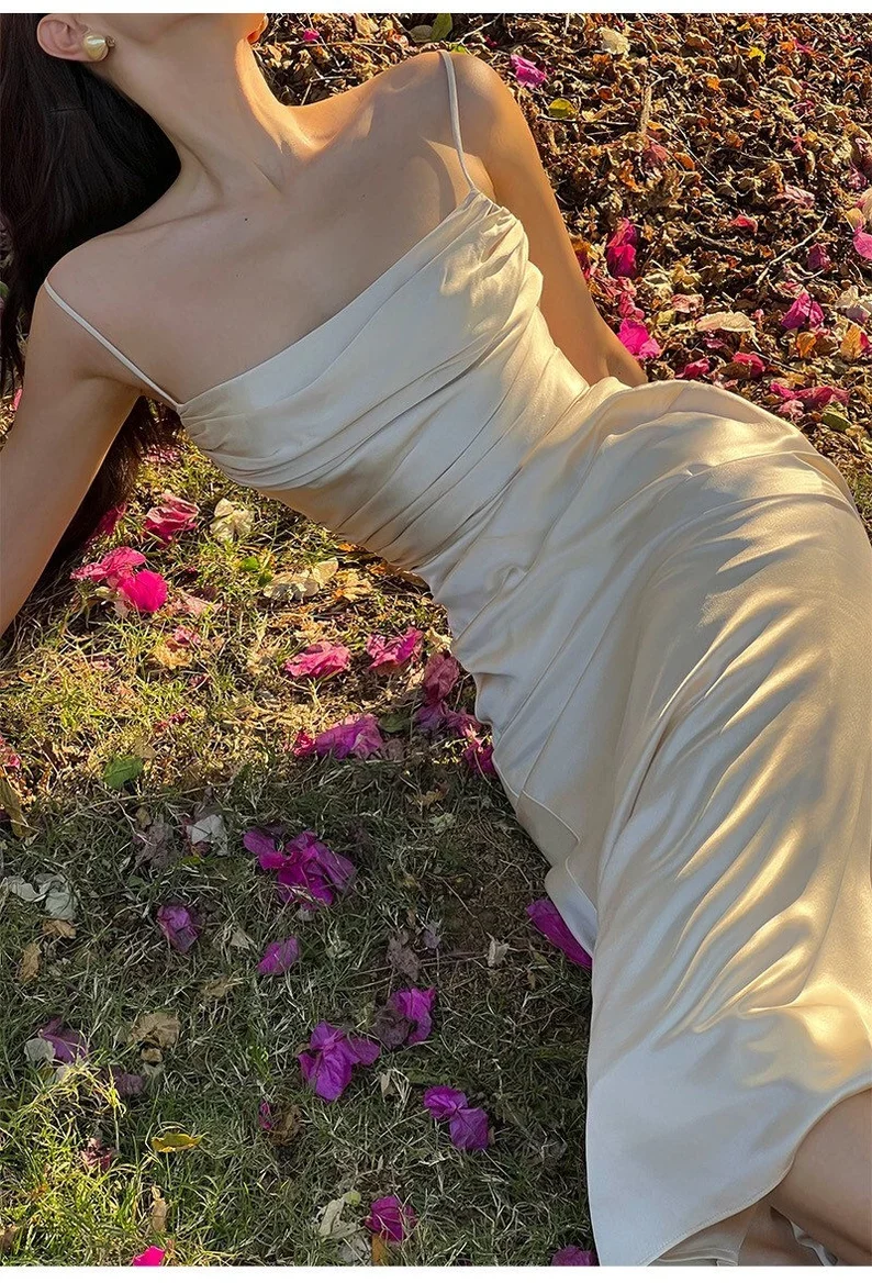 Sexy Mermaid Straps Ivory Satin Prom Dress 21th Birthday Outfits P685 - Image 3