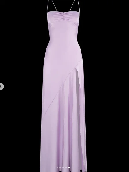 Sexy Mermaid Straps Lilac Slit Long Prom Dress P1621 - Image 4