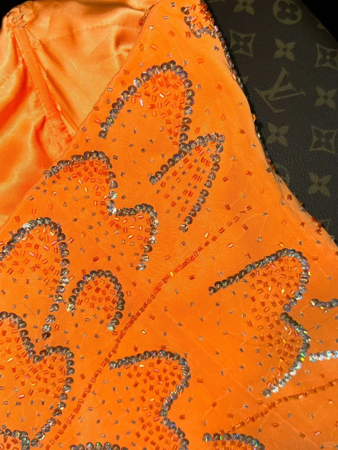 Sexy Orange Sweetheart Neck Mermaid Beaded Sequin Long Prom Dress P3458 - Image 5