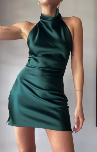 Sexy satin sleeveless stylish hip-hugging mini homecoming dress P3202