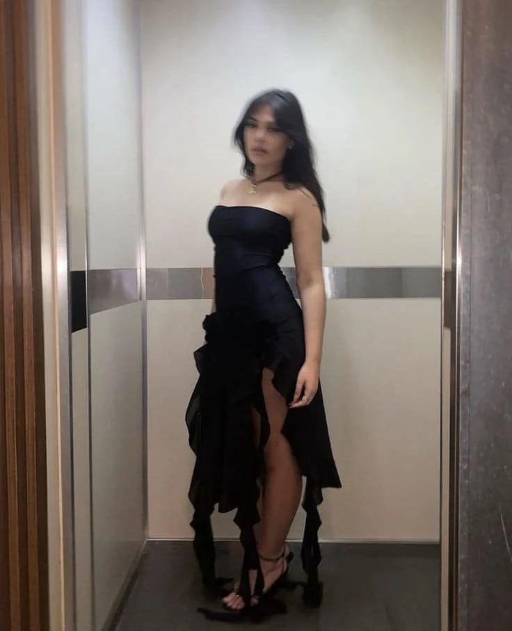 Sexy Sheath Strapless Long Black Slit Floral Prom Dresses P1503 - Image 3
