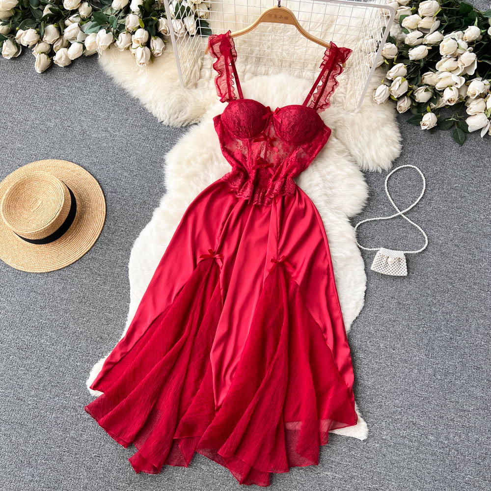 Sexy Spaghetti Straps Hot Lace Dress Women Holiday Dress P202 - Image 4
