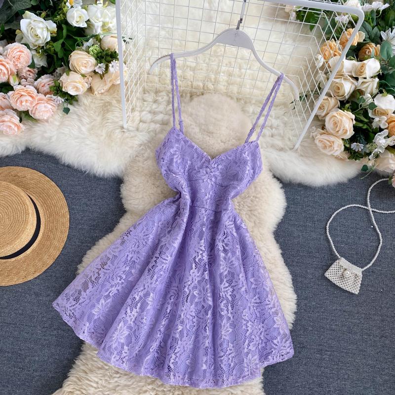 Sexy Spaghetti Straps Lace Short Dress Women Holiday Dress P198 - Image 3