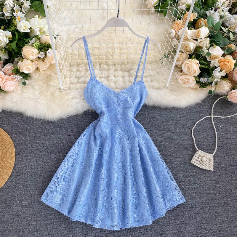 Sexy Spaghetti Straps Lace Short Dress Women Holiday Dress P198 - Image 7
