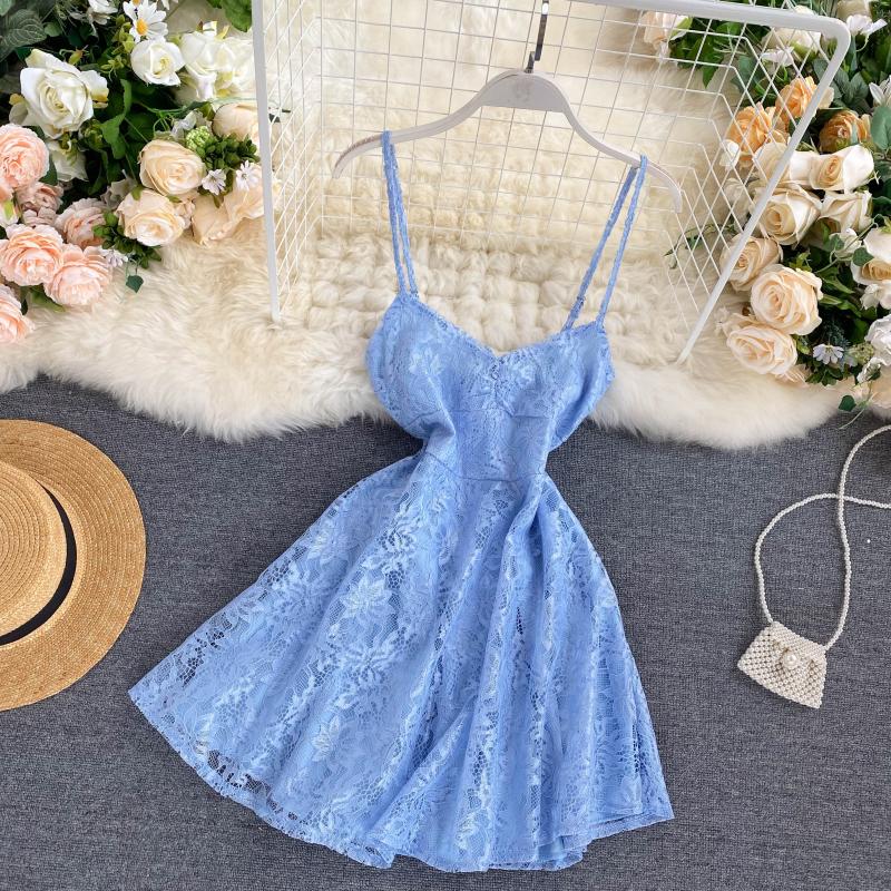 Sexy Spaghetti Straps Lace Short Dress Women Holiday Dress P198 - Image 8