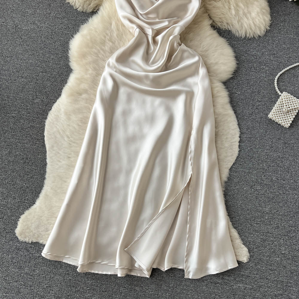 Sexy Spaghetti Straps Silk Satin Dress Women Holiday Dress P192 - Image 6