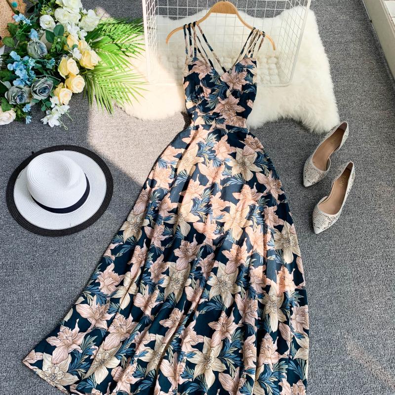 Sexy Spaghetti Straps Summer Backless Floral Dress Hot Women Dress P155 - Image 2