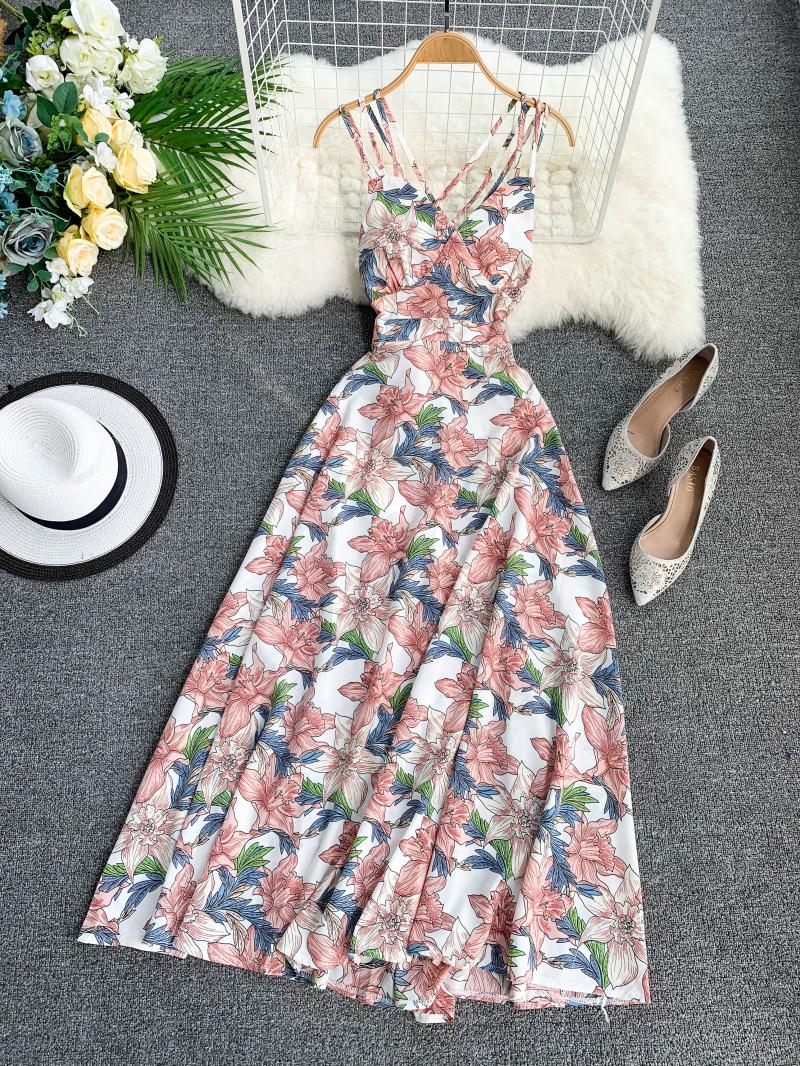 Sexy Spaghetti Straps Summer Backless Floral Dress Hot Women Dress P155 - Image 6
