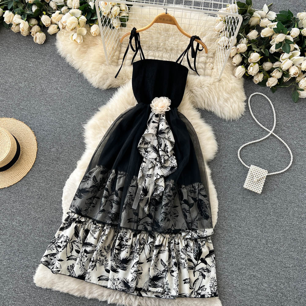 Sexy spaghetti straps summer black dress women's dress P129 - Image 2
