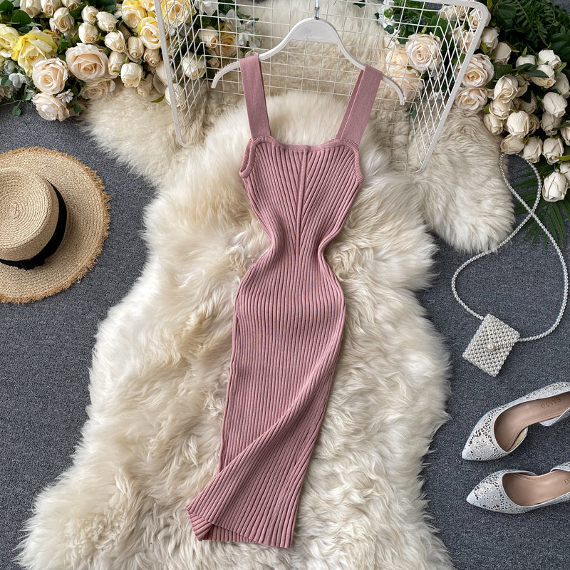 Sexy Spaghetti Straps Tight Knit Dress Women Holiday Dress P171 - Image 6