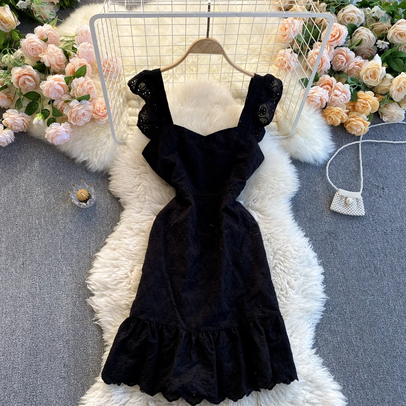 Sexy Straps Ruffled Lace Dress Women Holiday Dress P207 - Image 3