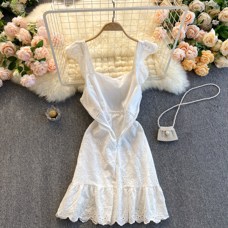 Sexy Straps Ruffled Lace Dress Women Holiday Dress P207 - Image 5