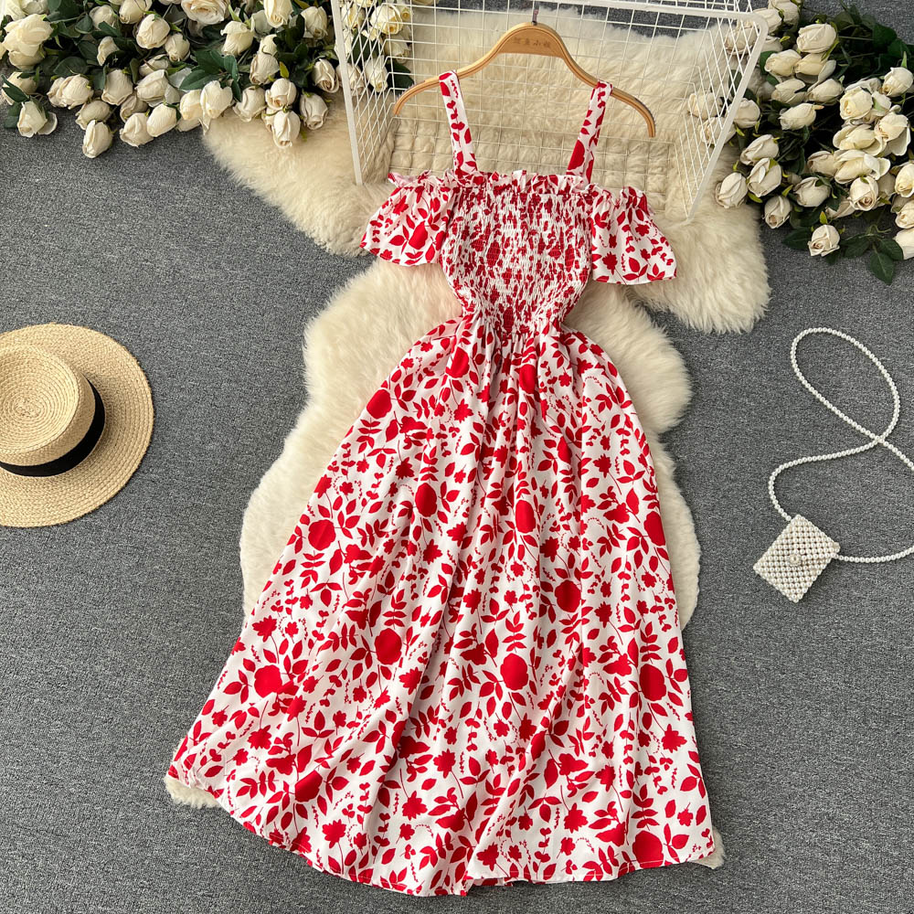 Sexy Straps Summer Dress Women Floral Holiday Dress P163 - Image 7
