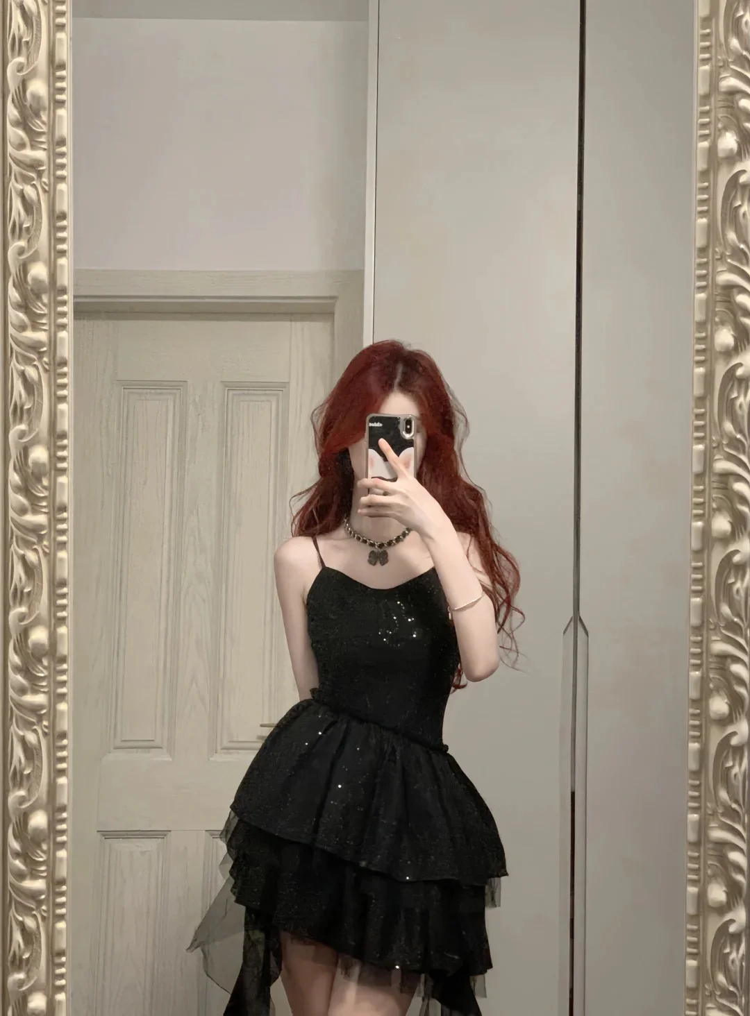 Shiny Black Spaghetti Strap Sequined Tulle Irregular Skirt 17th Birthday Homecoming Dress P3573 - Image 2