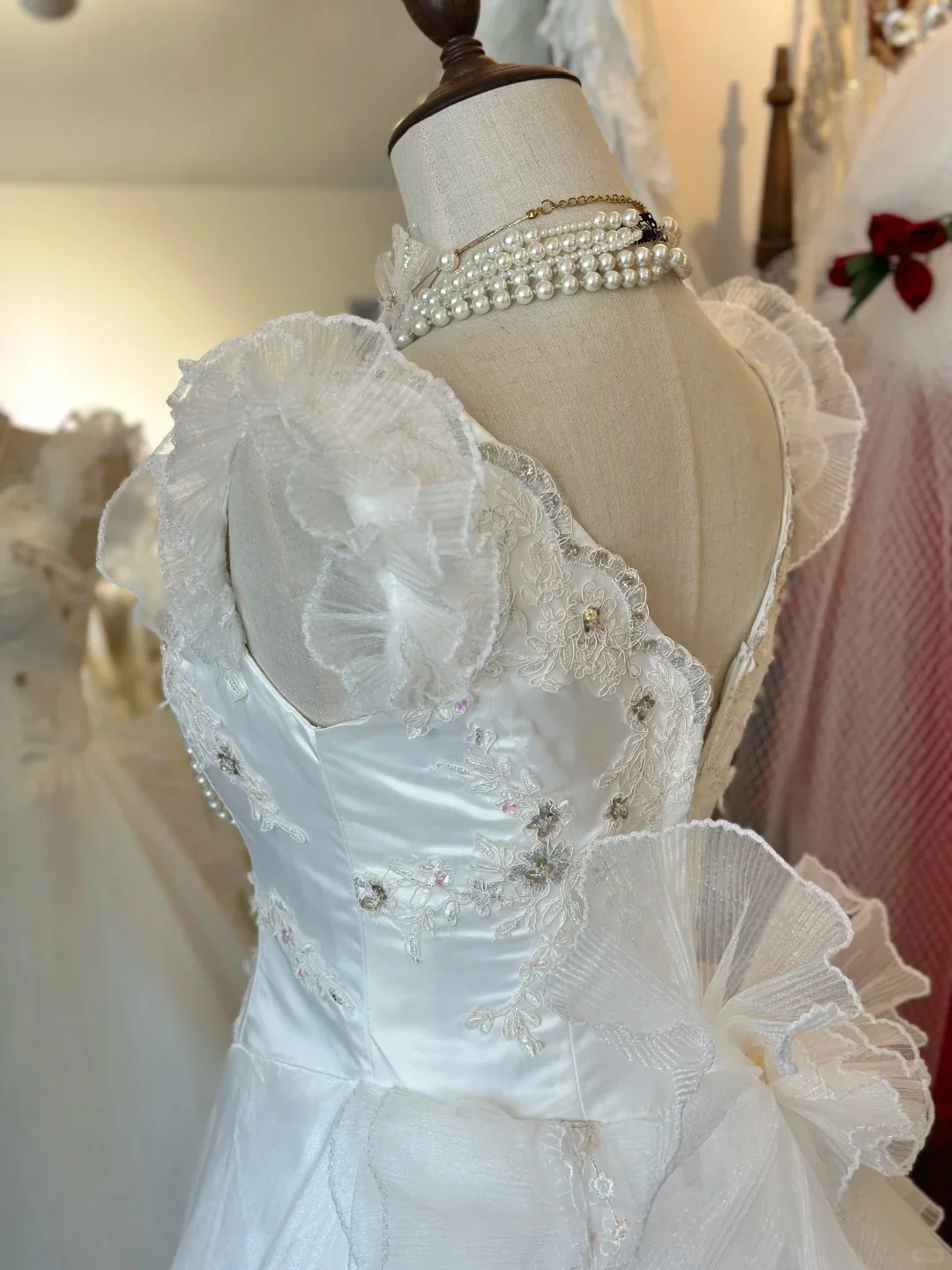 Shoulder Princess Bow Tulle Floor-Length Wedding Dress P2951 - Image 5
