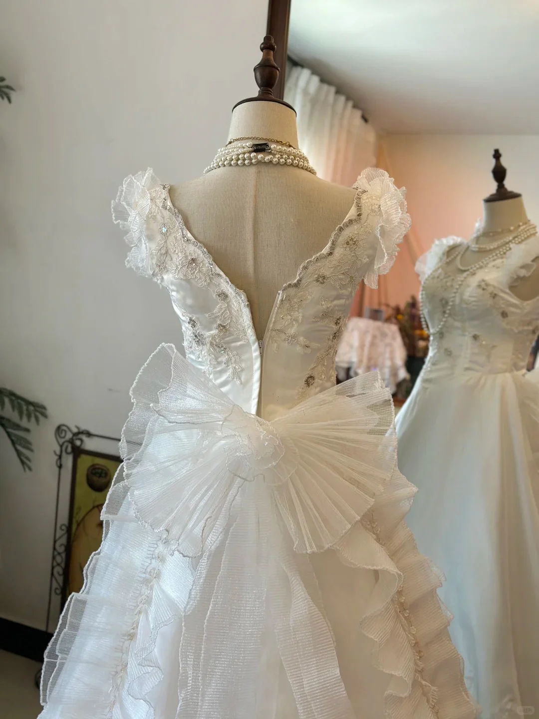 Shoulder Princess Bow Tulle Floor-Length Wedding Dress P2951 - Image 6