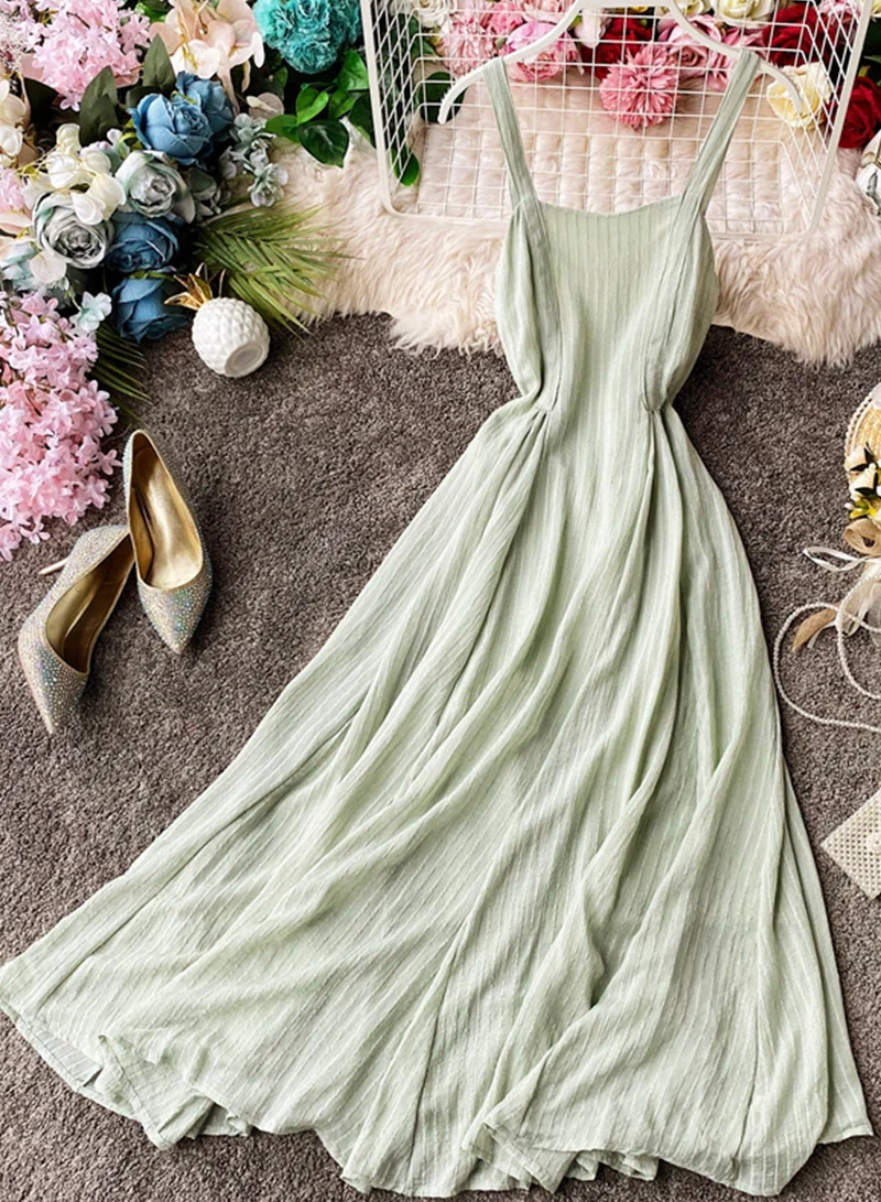 Simple A line backless dress fashion girl dress 041 - Image 6