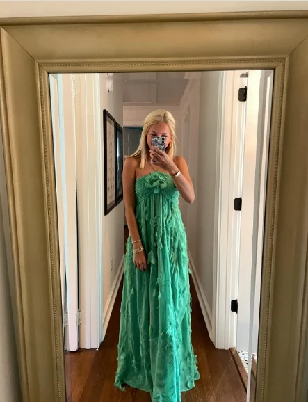Simple A line Halter Long Green Prom Dress Party Dresses P1596 - Image 5