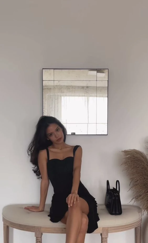 Simple A line Straps 18th Birthday Dresses Black Birthday Outfits P1052 - Image 5
