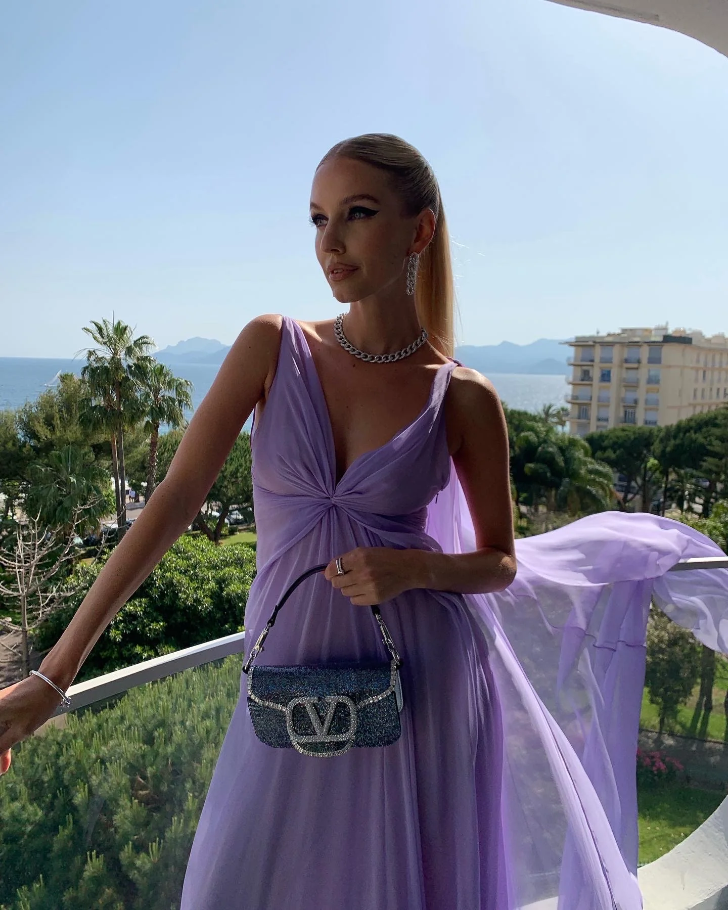 Simple A Line V Neckline Lilac Long Chiffon Prom Dresses P1791 - Image 3