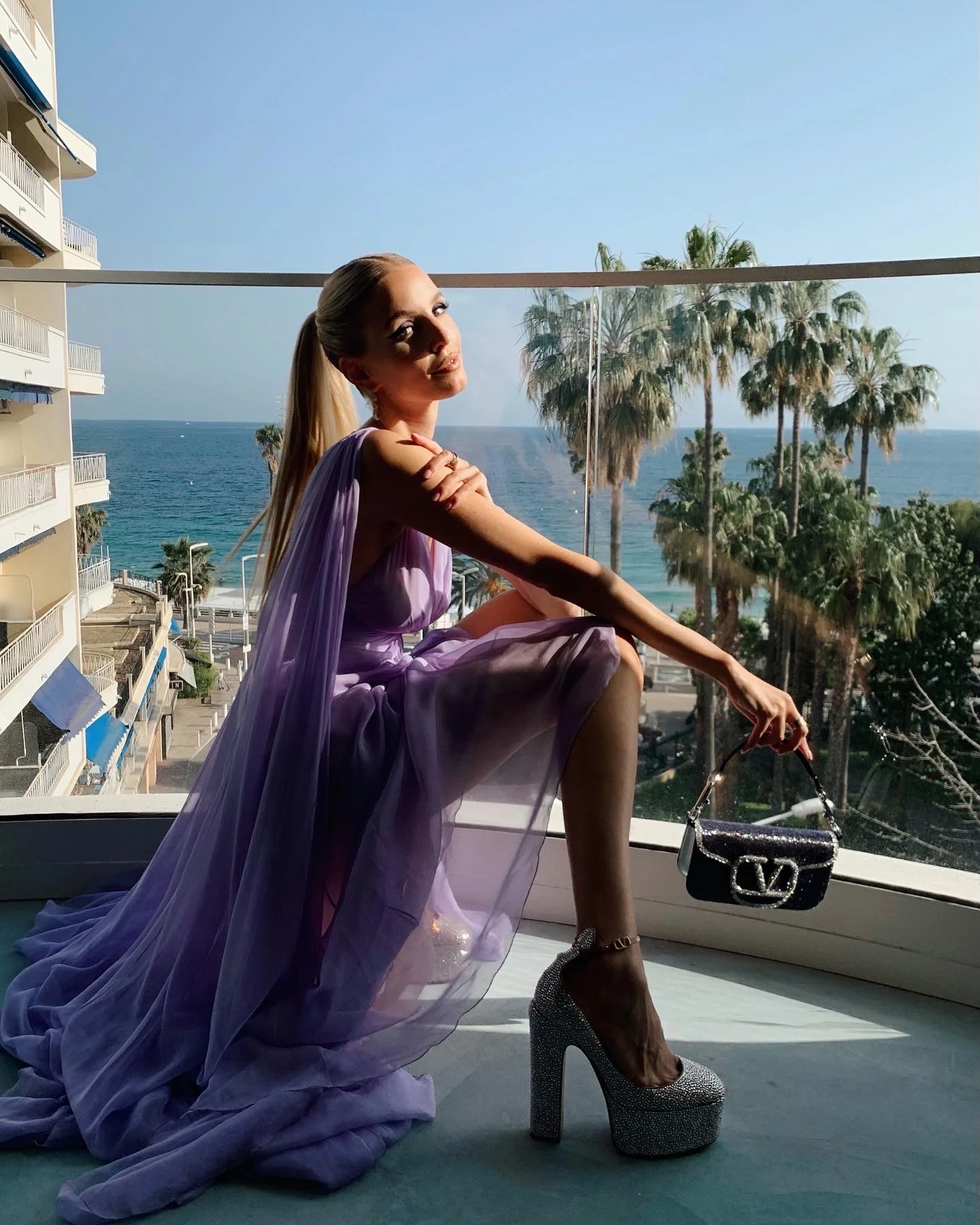 Simple A Line V Neckline Lilac Long Chiffon Prom Dresses P1791 - Image 7